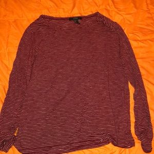 Long Sleeved Maroon Striped Top